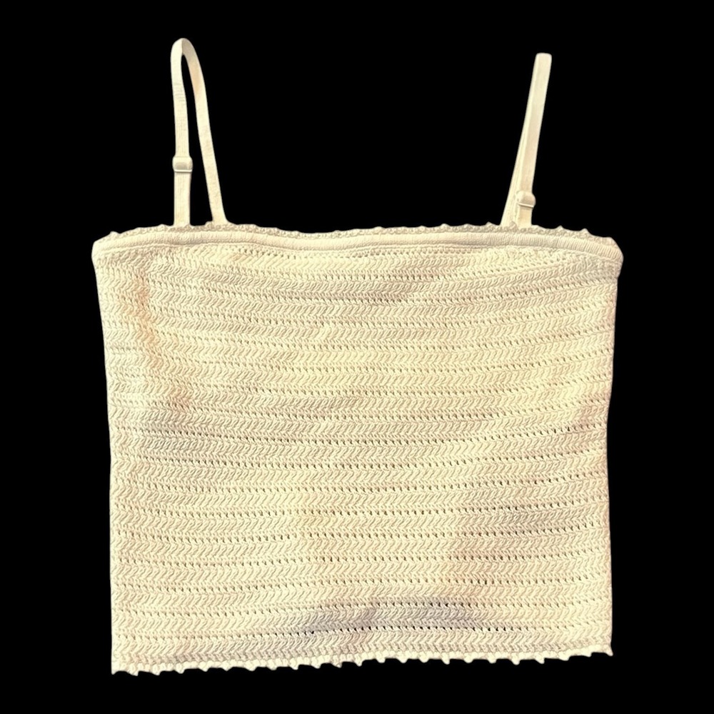 Abercrombie & Fitch Cream Crochet‎ Knit Tank Top 100% Cotton Spaghetti Strap M